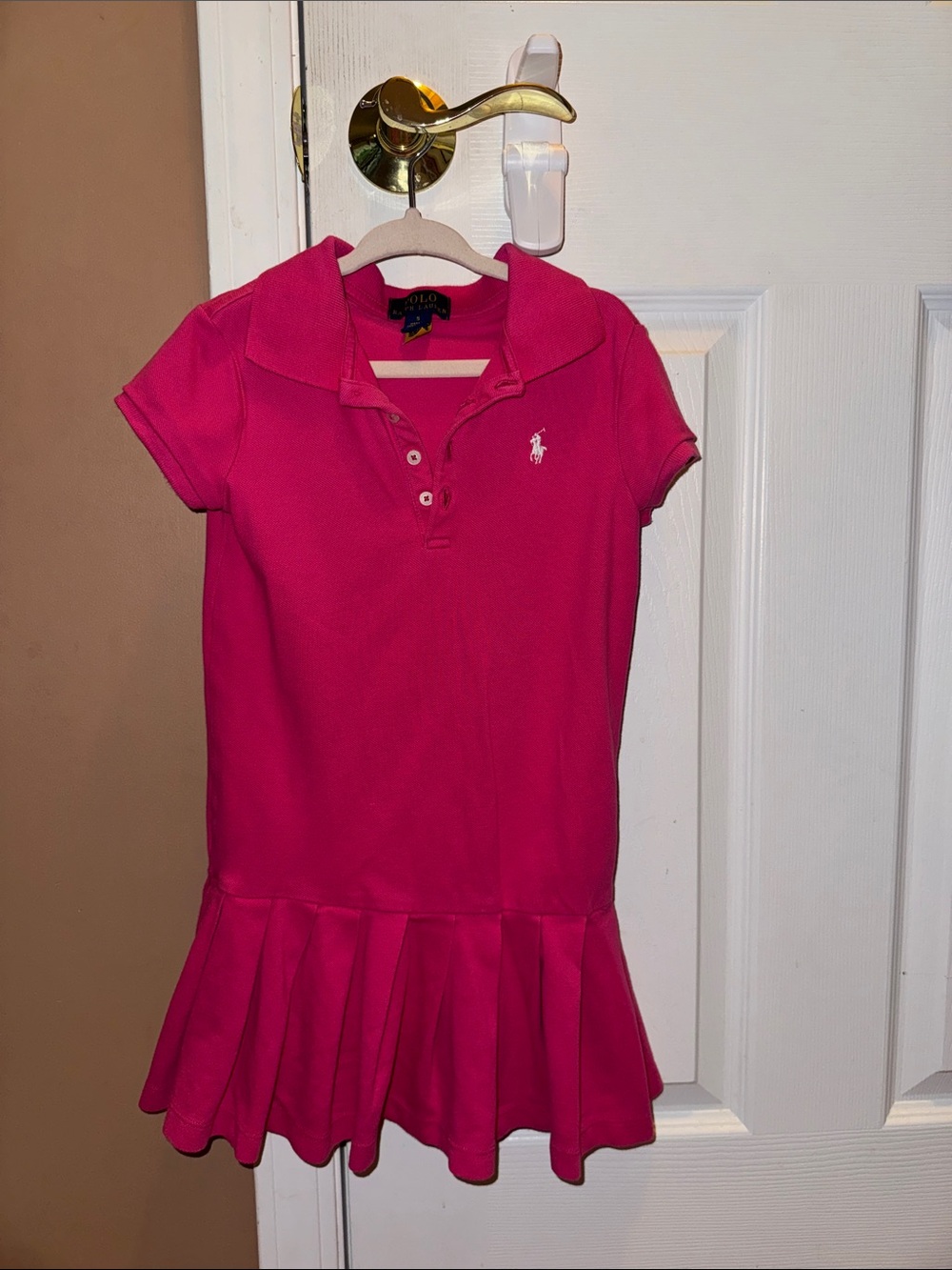 Polo by Ralph Lauren Hot Pink Girls' Polo Dress with Pleated Skirt